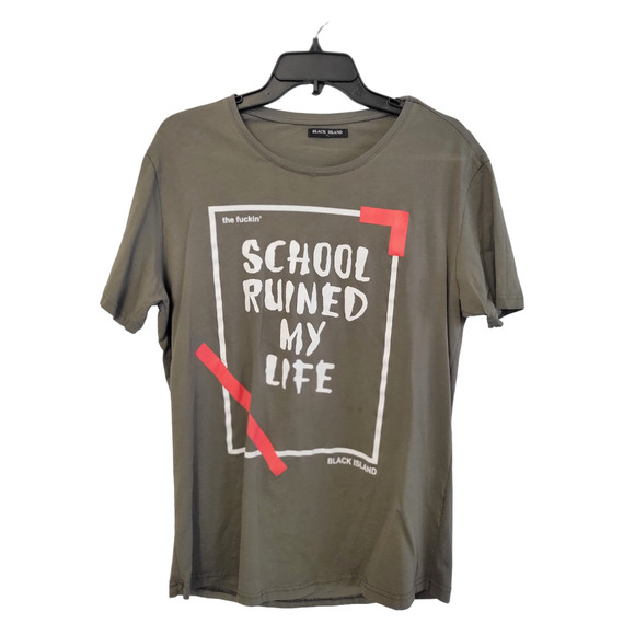 Black Island Gray Double Sided Graphic Tee Short Sleeve Men's T-shirt Size XL - Picture 1 of 4